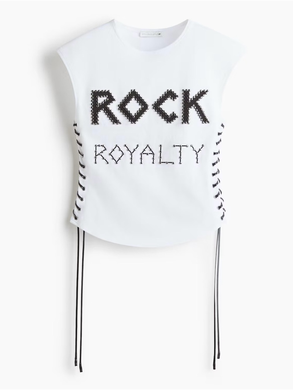 Stella McCartney White 'Rock Royalty' Lace-Up Graphic Tank